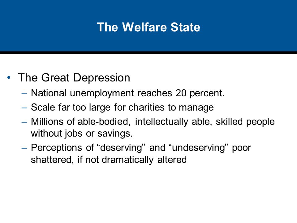 The welfare programs of the great depression